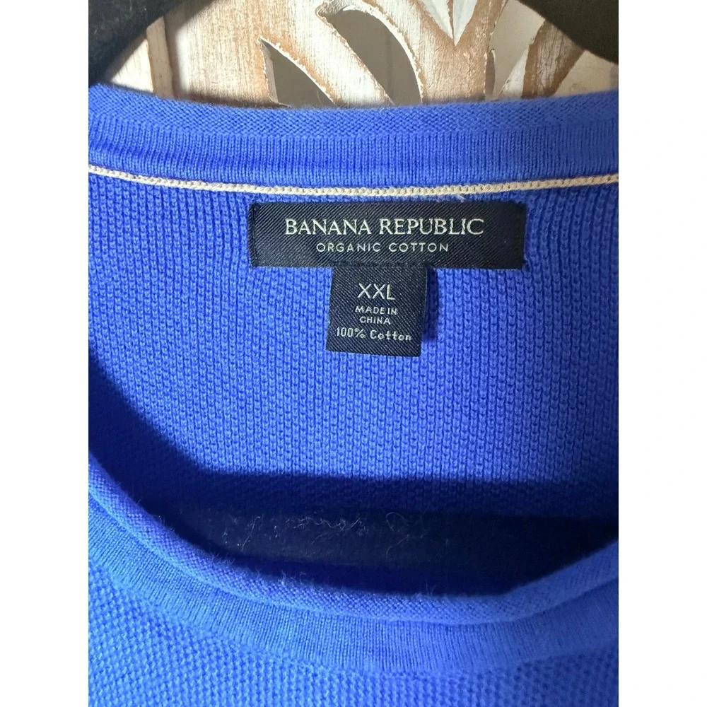 Banana Republic Mens XXL Royal Blue Organic Cotton Honeycomb Crew Sweater 582936